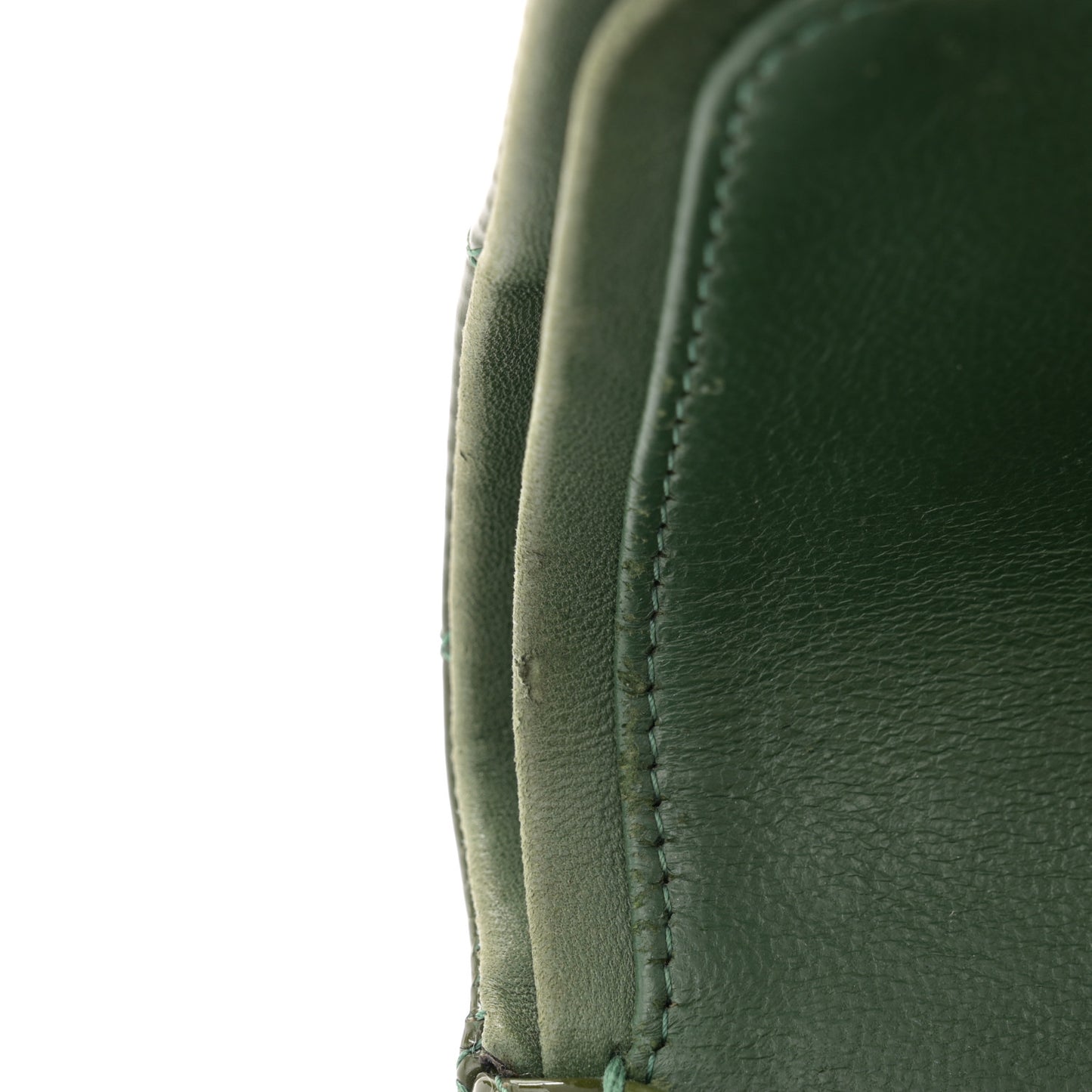 Patent Calfskin Quilted Medium Double Flap Green