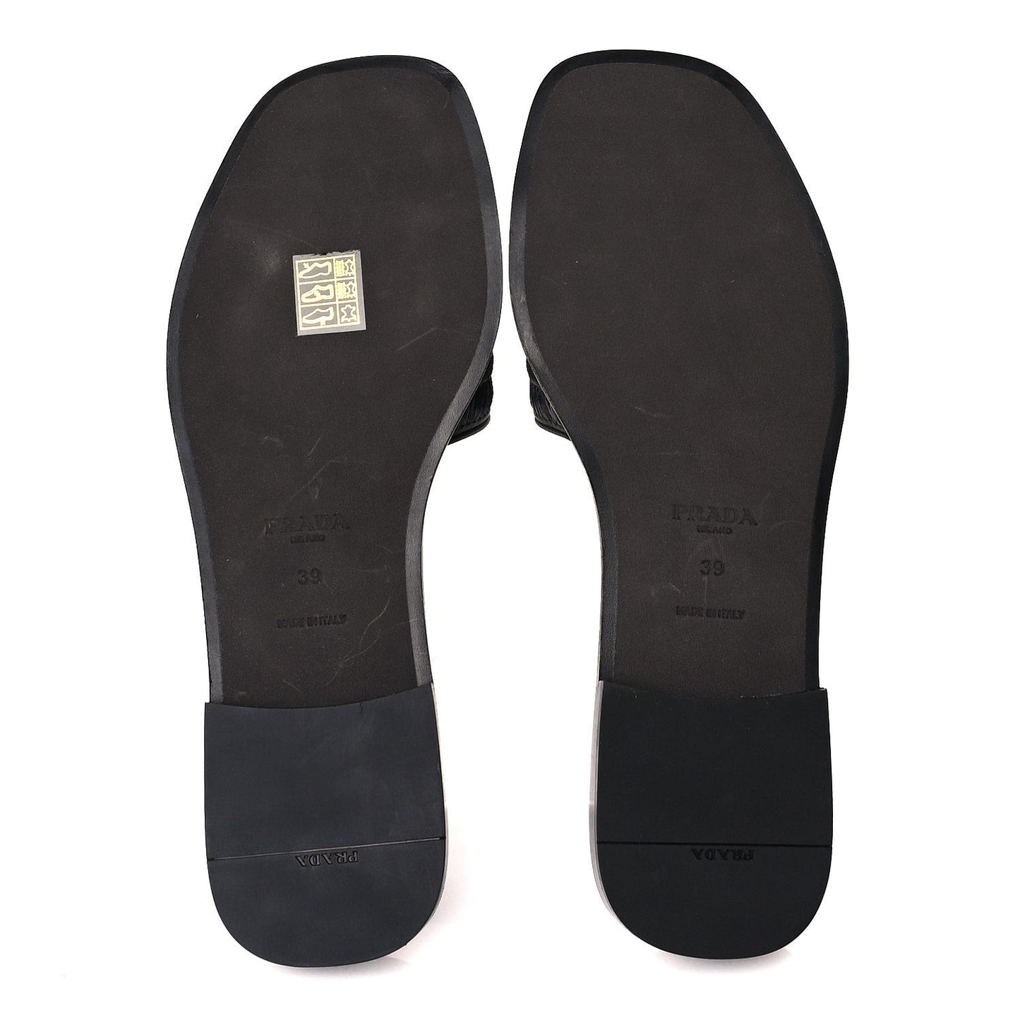 Raffia Metal Triangle Logo 10mm Slide Sandals 39  Black