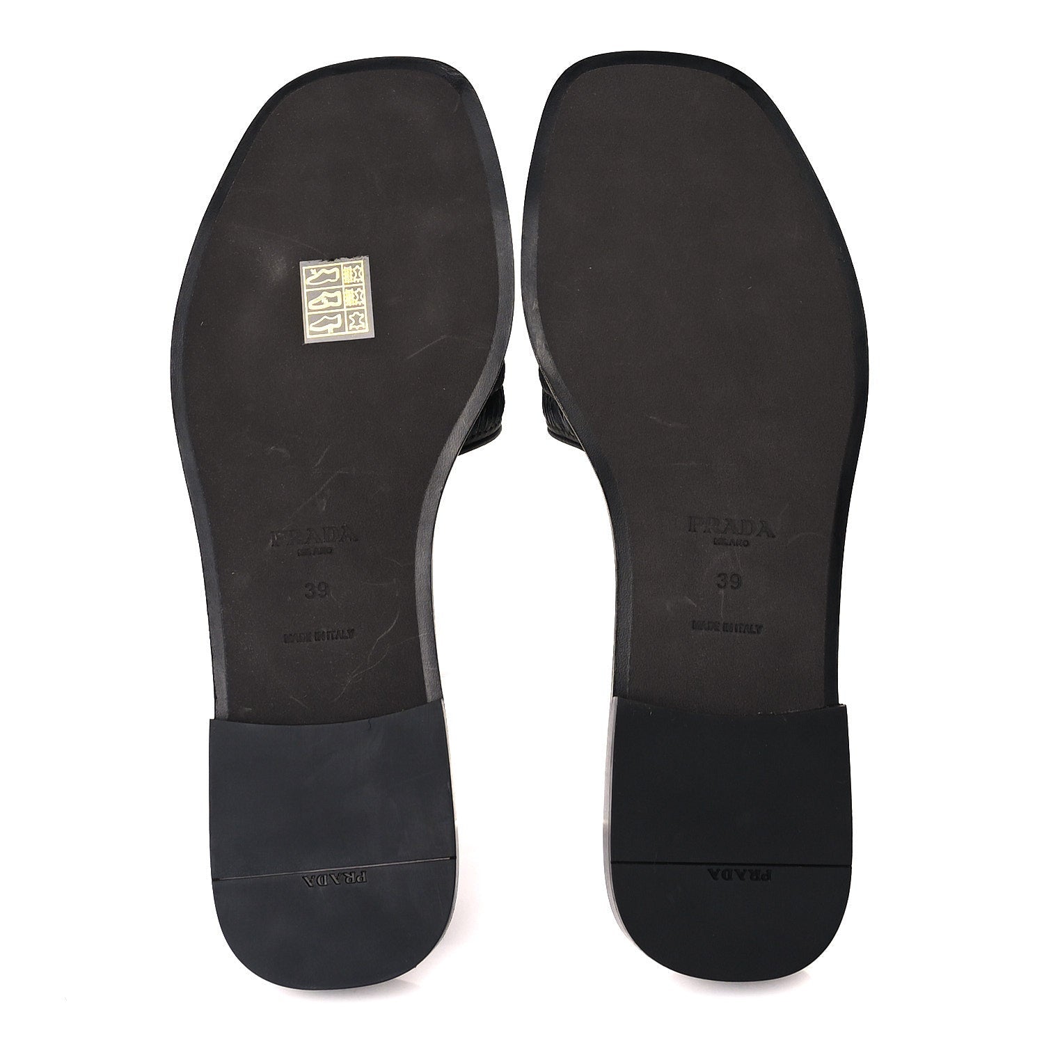 Prada Raffia Metal Triangle Logo 10mm Slide Sandals 39  Black 8 of 8