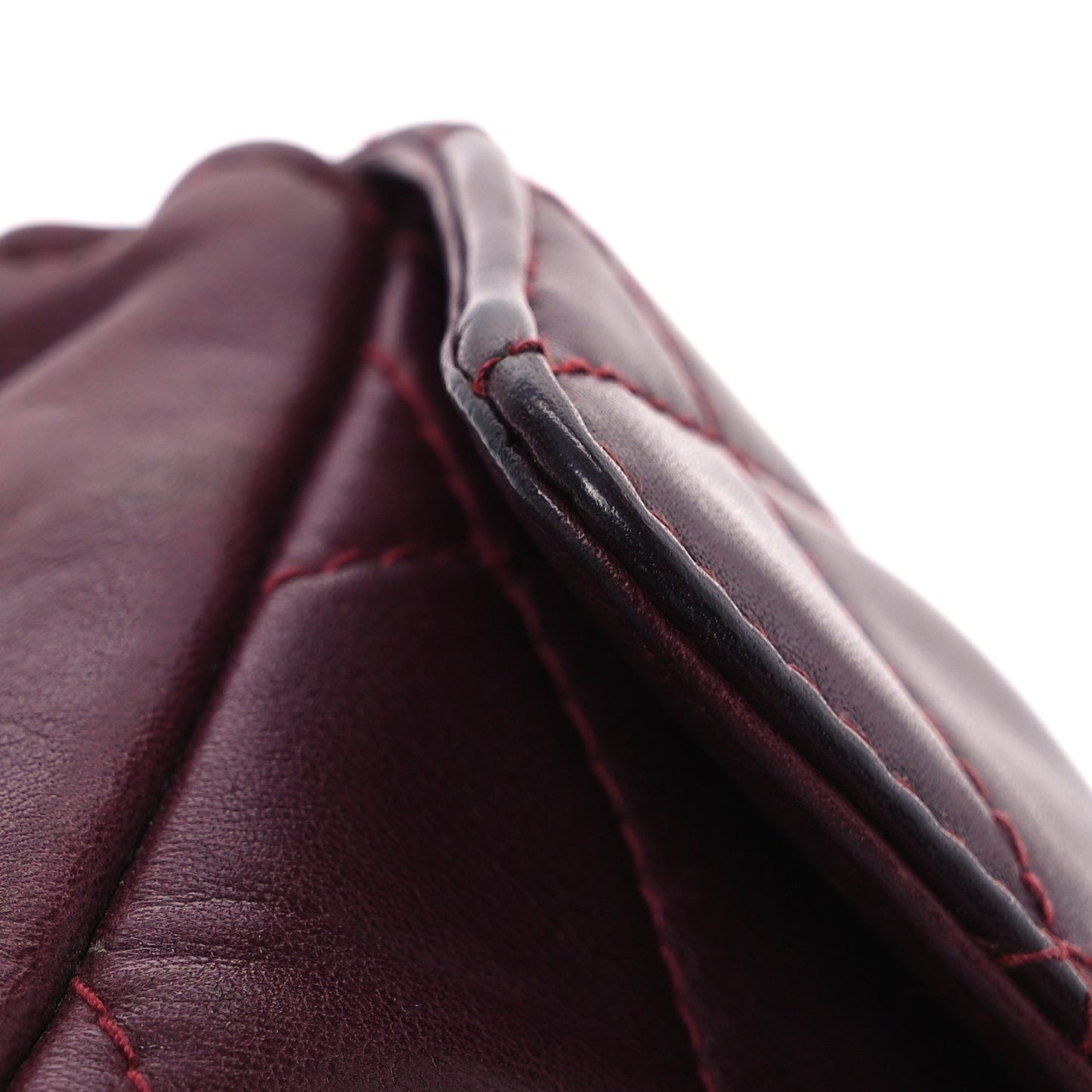 Lambskin Diamond Stitched Waist Chain Belt Flap Bag Burgundy