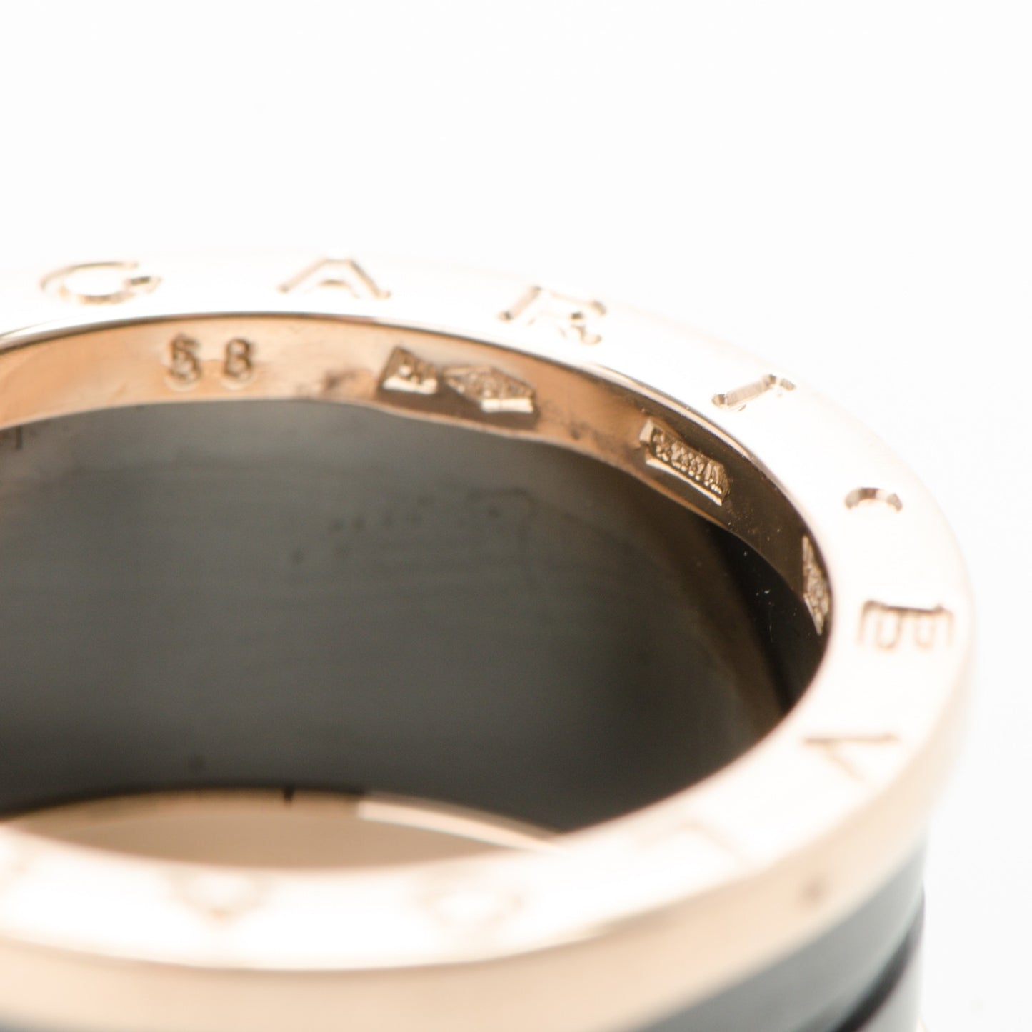 18K Rose Gold Black Ceramic B.Zero1 Four-Band Ring 58 8.5
