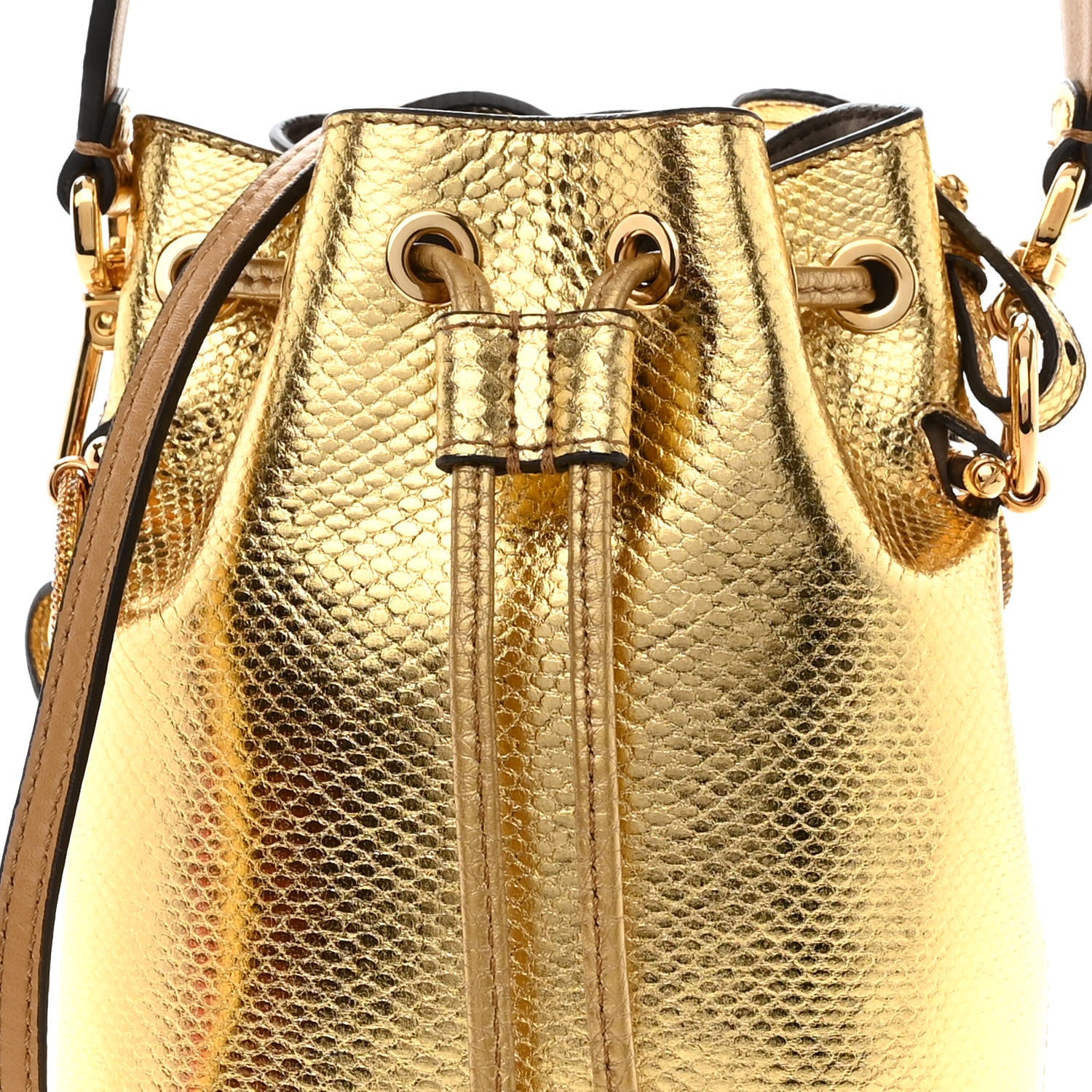 Fendi Karung Crystal F is Fendi Mini Mon Tresor Bucket Bag Gold 8 of 11
