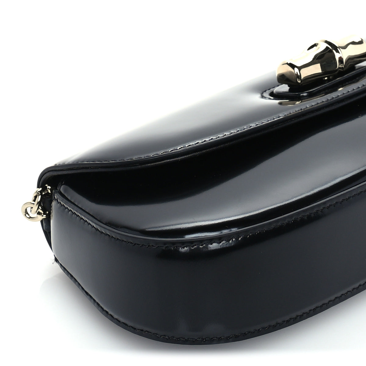 Gucci Shiny Calfskin Small Bamboo Night Bag Black 7 of 8