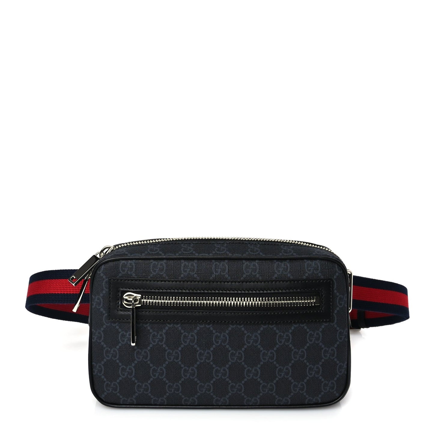 Soft GG Supreme Monogram Web Belt Bag Black Grey