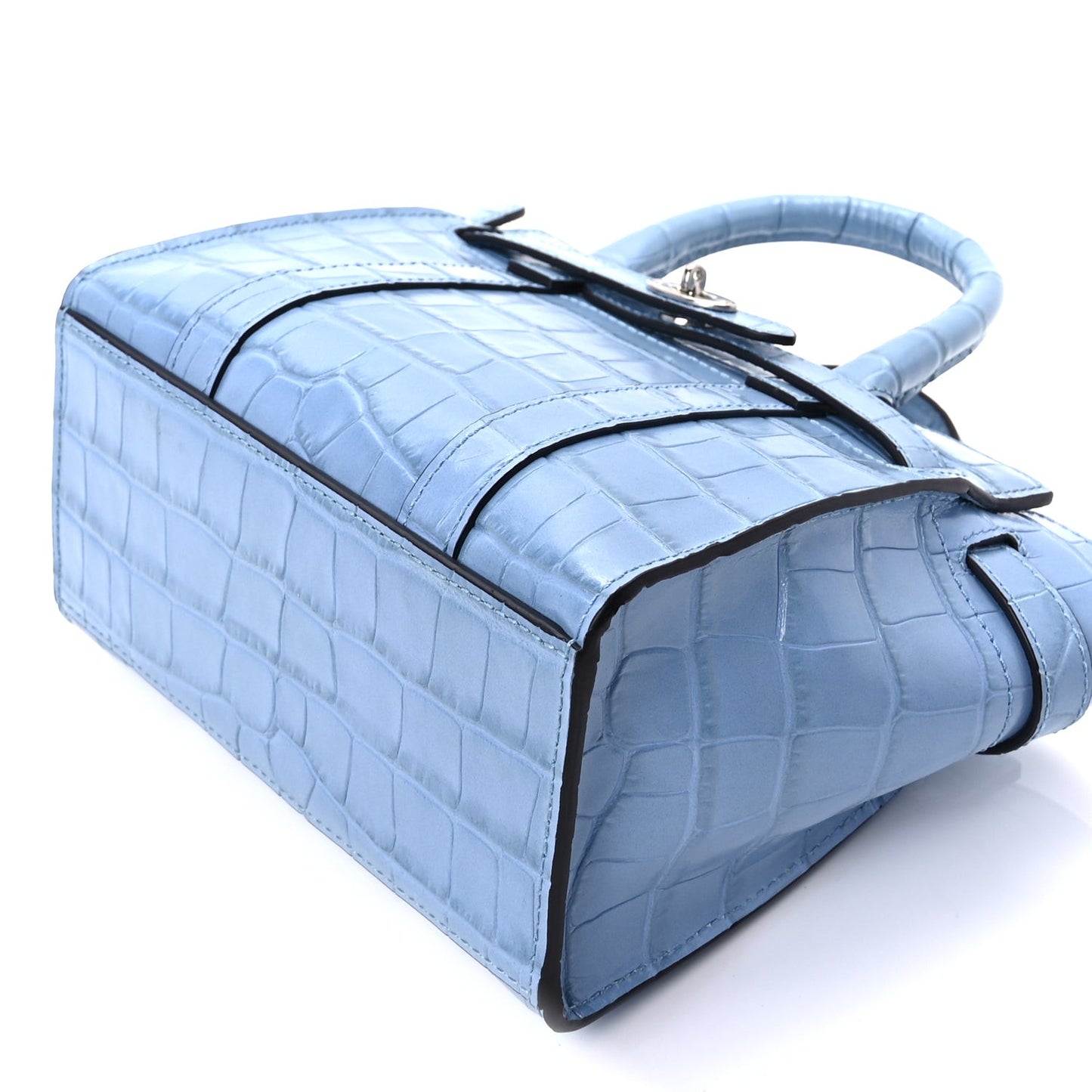 Crocodile Embossed Micro Zipped Bayswater  Light Blue