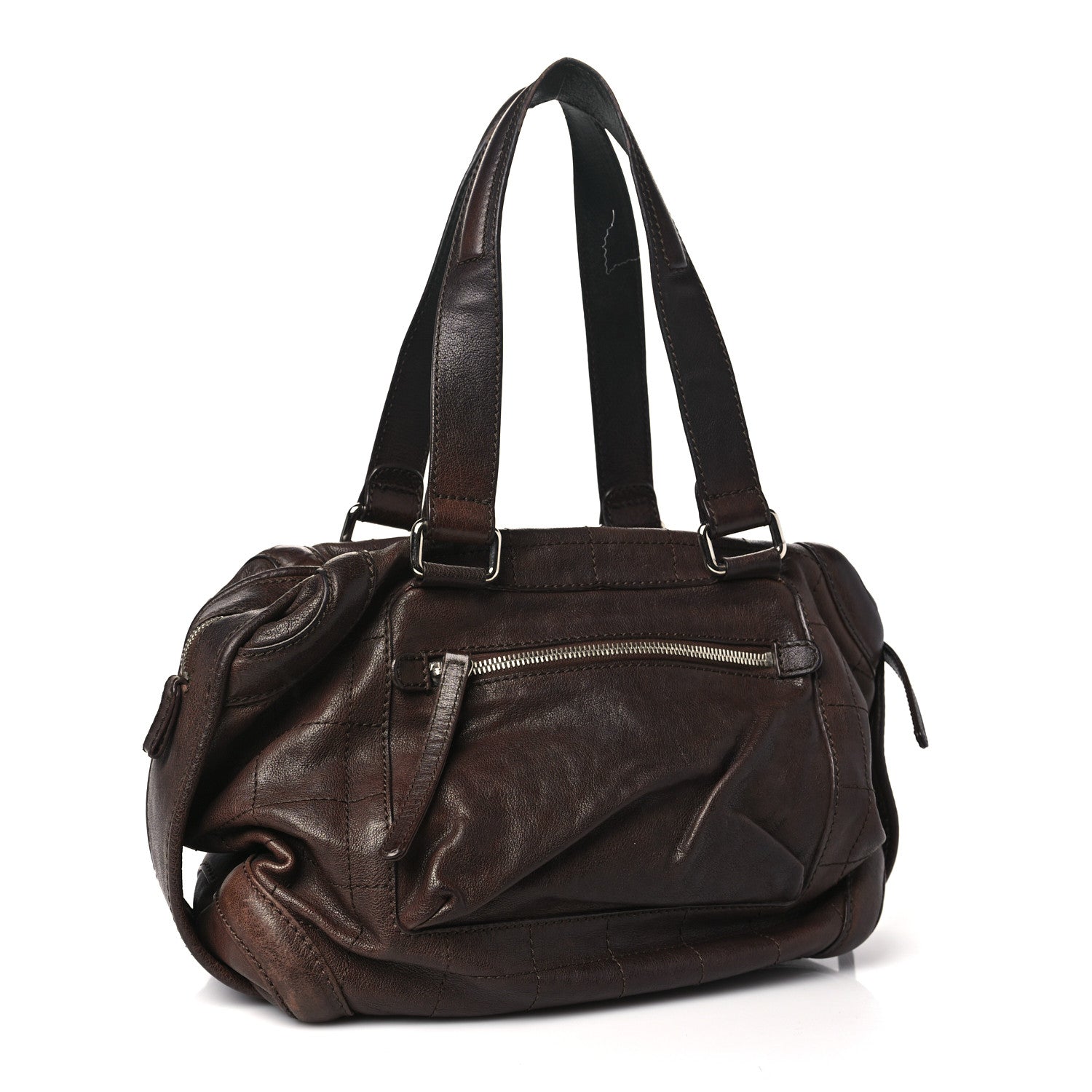 Chanel Calfskin Stitched Outdoor Ligne Bowler Brown 3 of 12