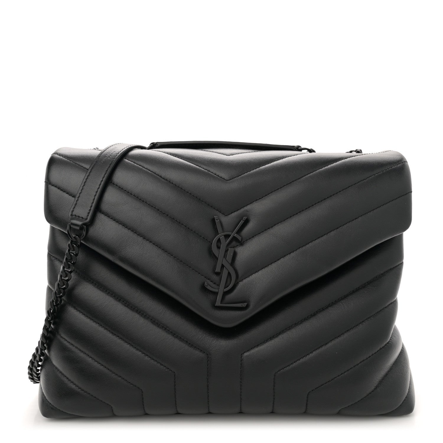 Saint Laurent Calfskin Y Quilted Monogram Monochrome Medium Loulou Chain Satchel Black 1 of 7