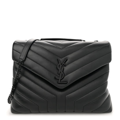 Saint Laurent Calfskin Y Quilted Monogram Monochrome Medium Loulou Chain Satchel Black 1 of 7