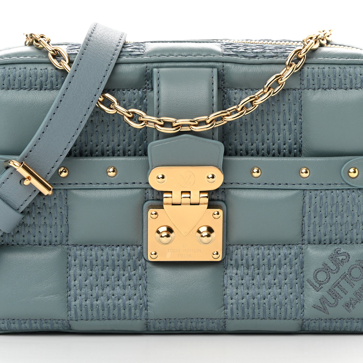 Louis Vuitton Lambskin Damier Quilt Troca PM Glacier 7 of 10
