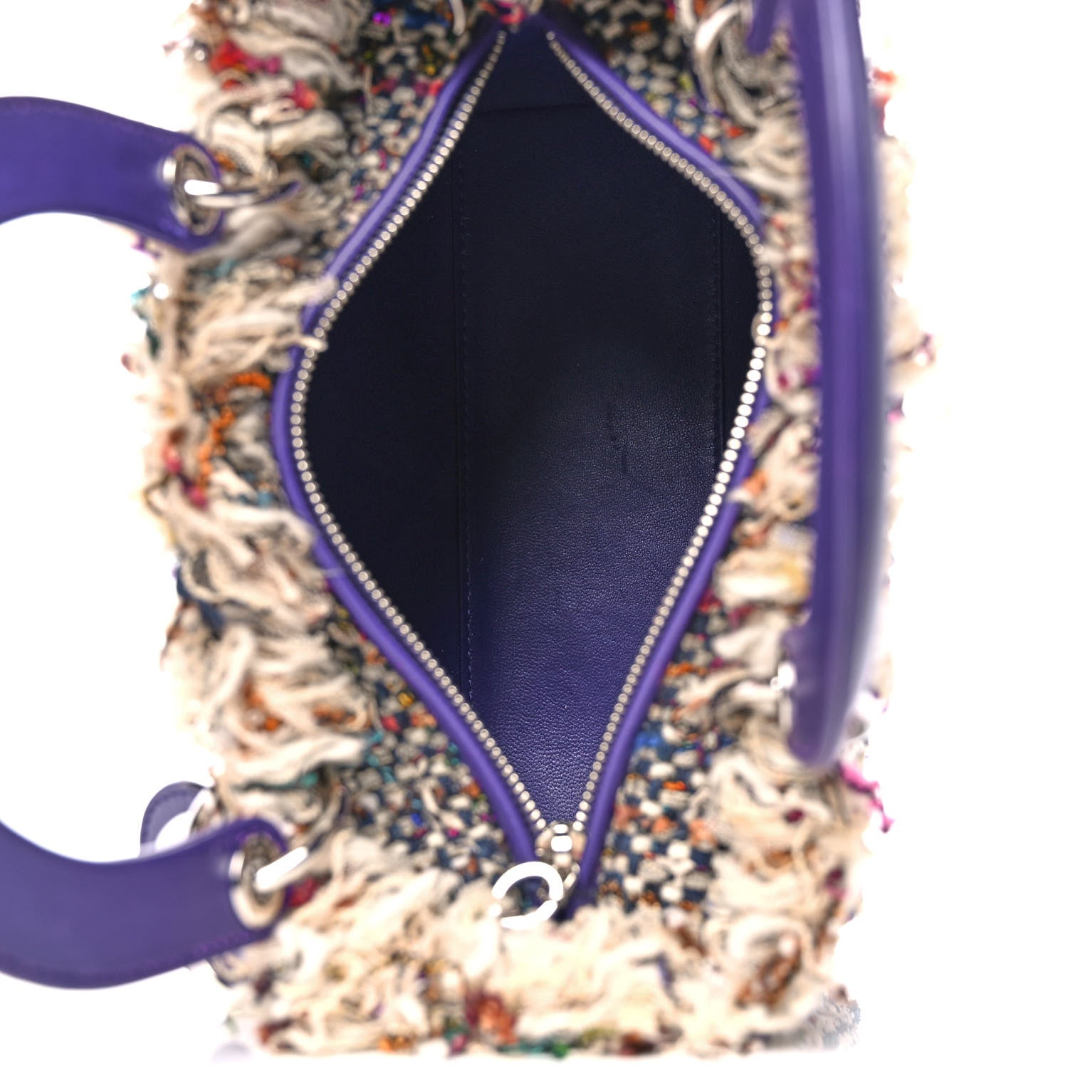 Christian Dior Tweed Fringe Medium Lady Dior Purple 5 of 15