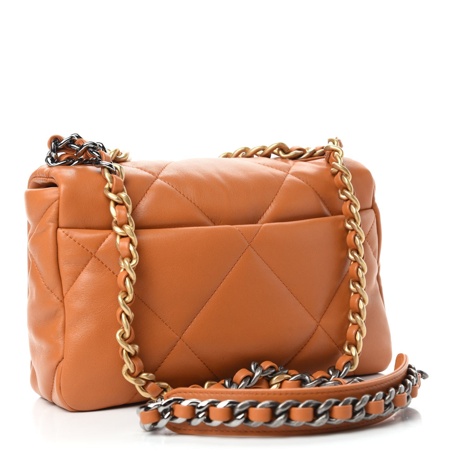 Chanel Lambskin Quilted Medium Chanel 19 Flap Light Brown 3 of 10