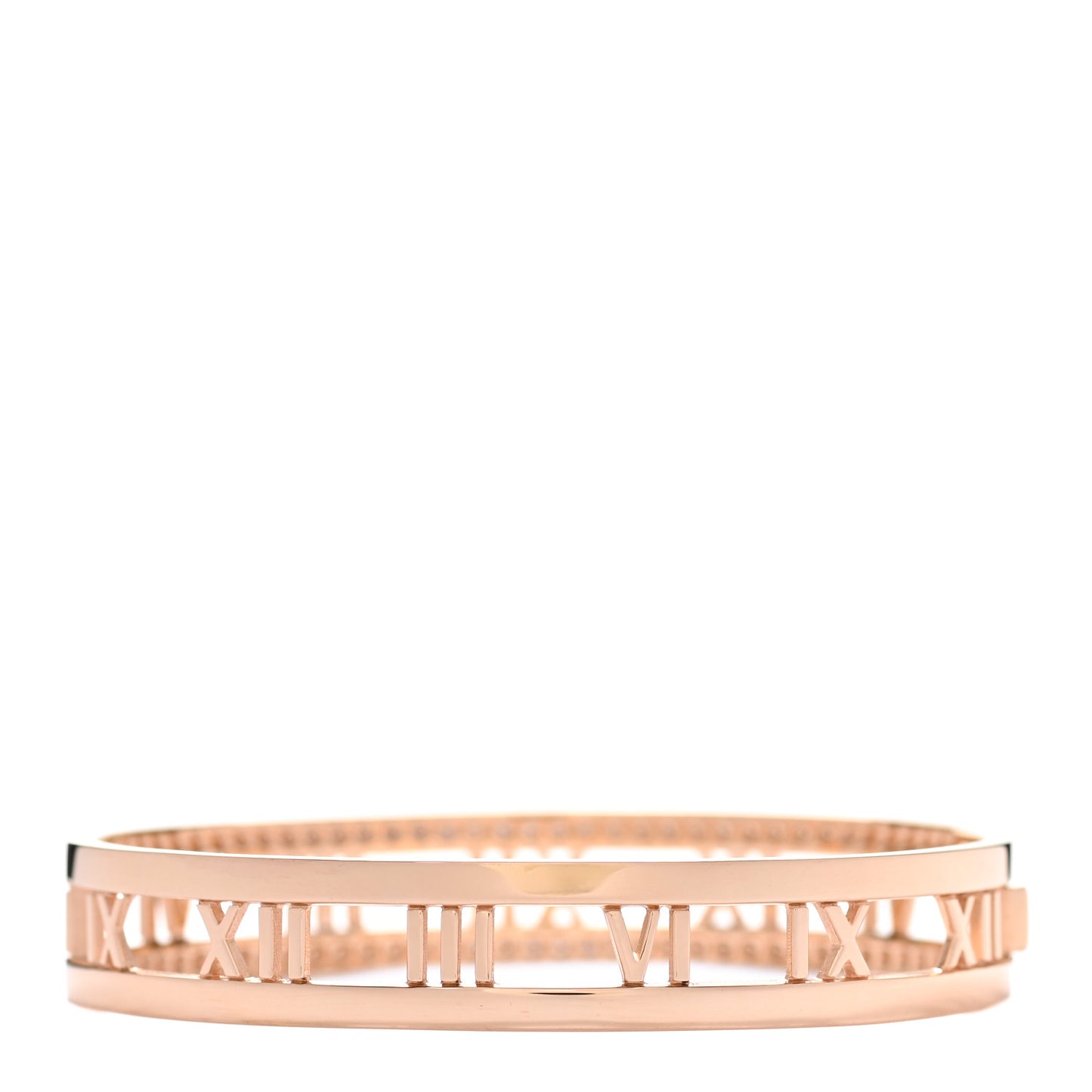 18K Rose Gold Diamond Atlas Open Hinged Bangle Bracelet