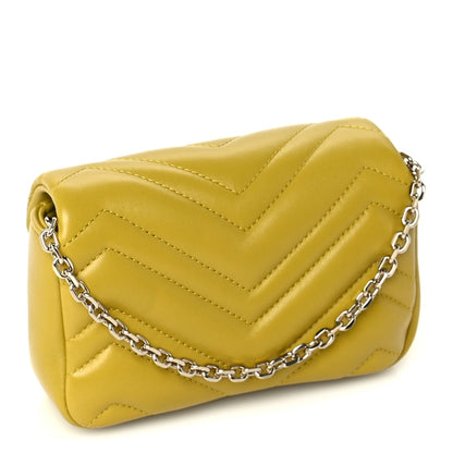 Gucci Lambskin Matelasse Mini GG Marmont Shoulder Bag Yellow 2 of 8