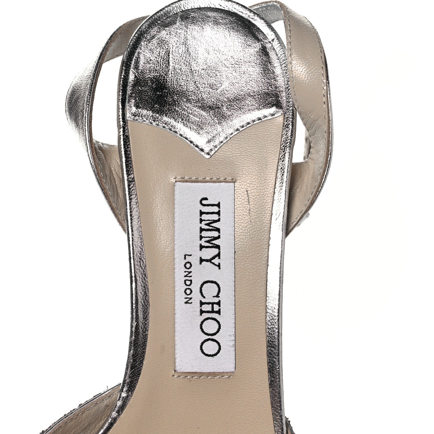 Jimmy Choo Coarse Glitter Miranda Sandals 39 Silver 7 of 7