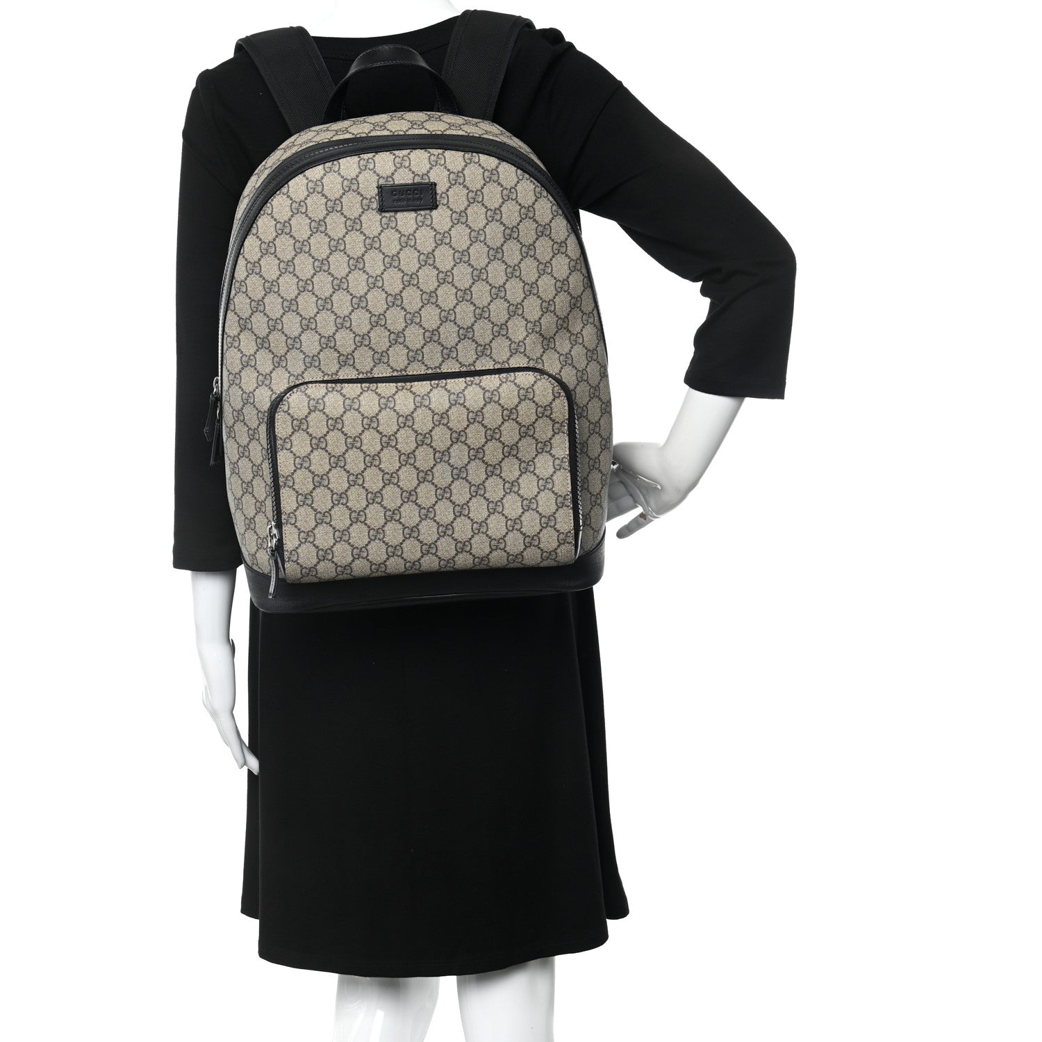 Gucci GG Supreme Monogram Medium Backpack Black 2 of 11