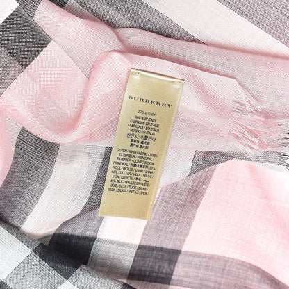 Burberry Wool Silk Gauze Giant Check Lightweight Scarf Rose 4 of 4