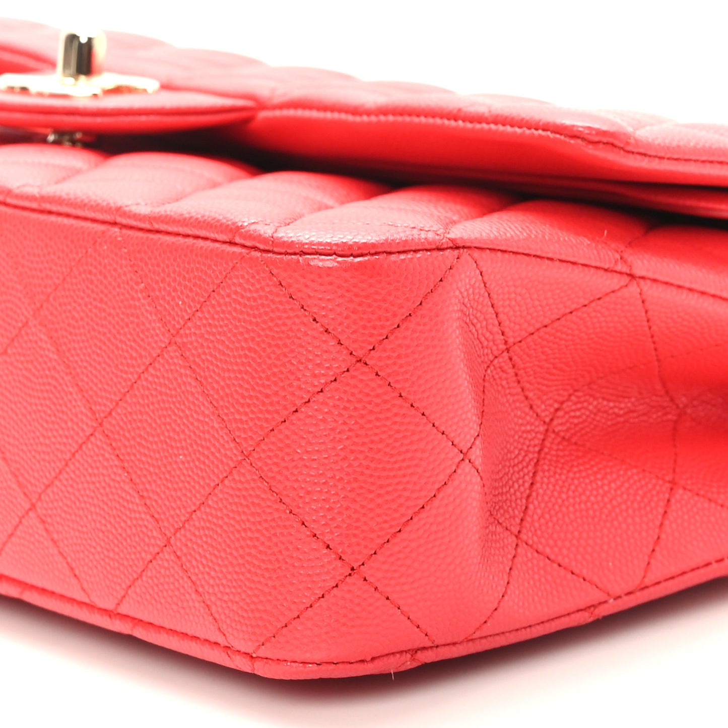 Caviar Quilted Medium Double Flap Red