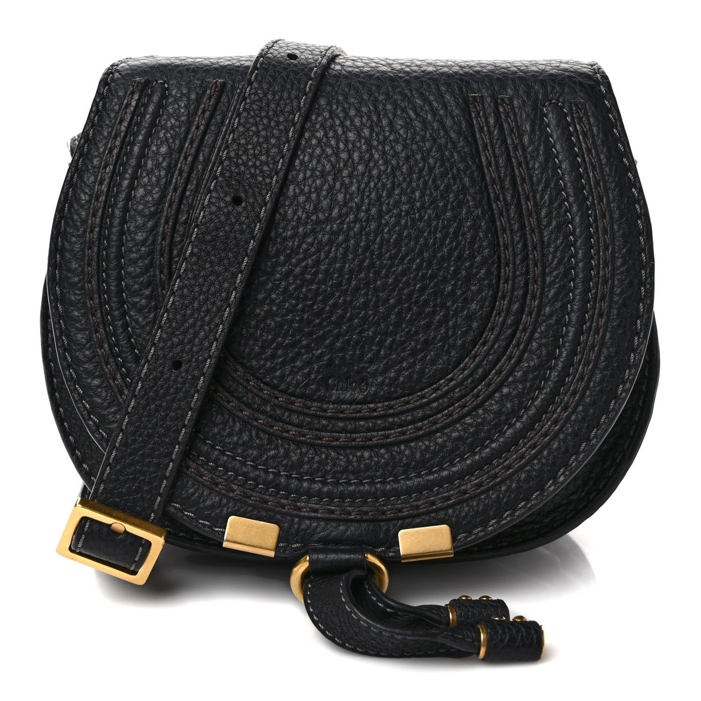 Calfskin Nano Marcie Saddle Bag Black