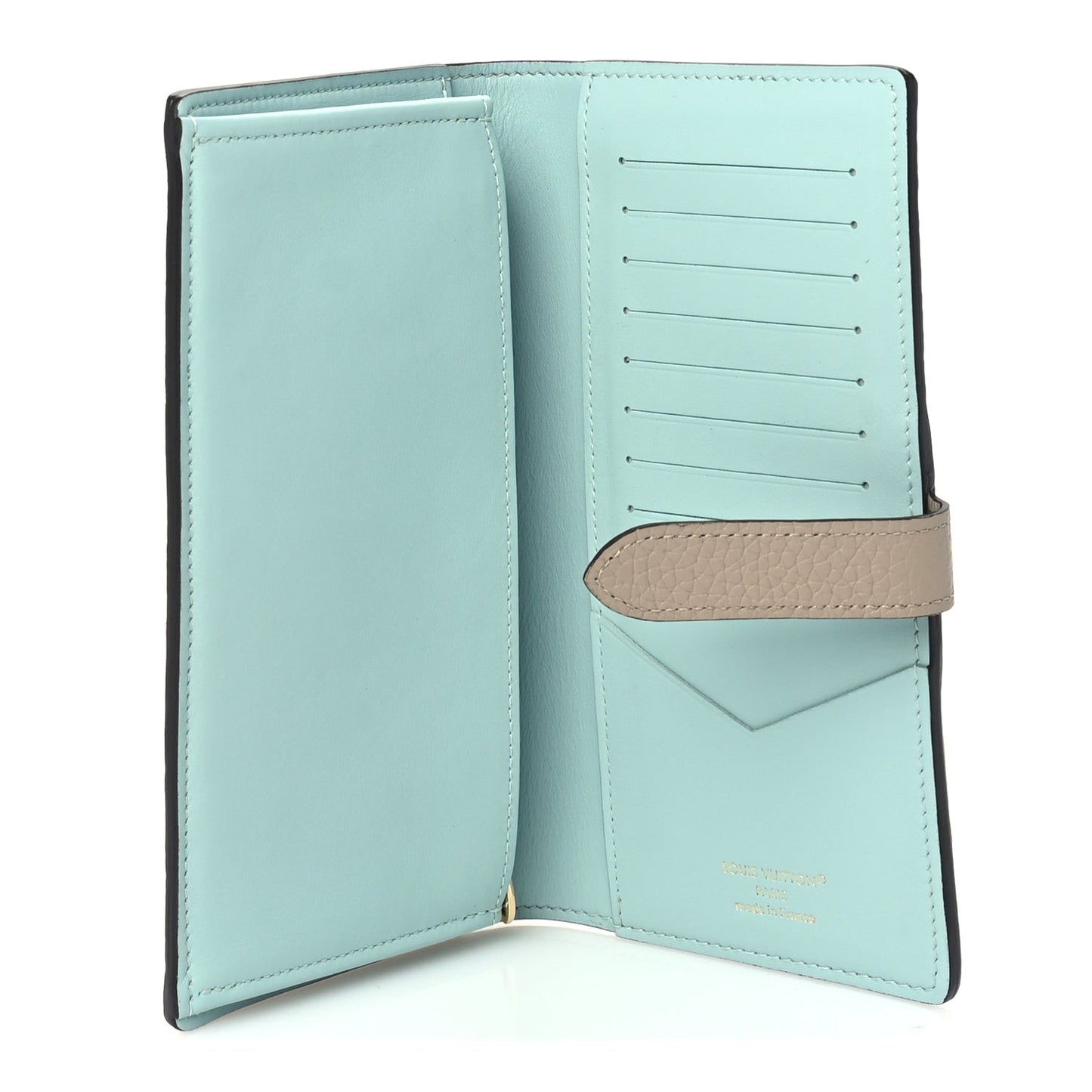 Taurillon LV Vertical Capucines Wallet Galet Aquamarine