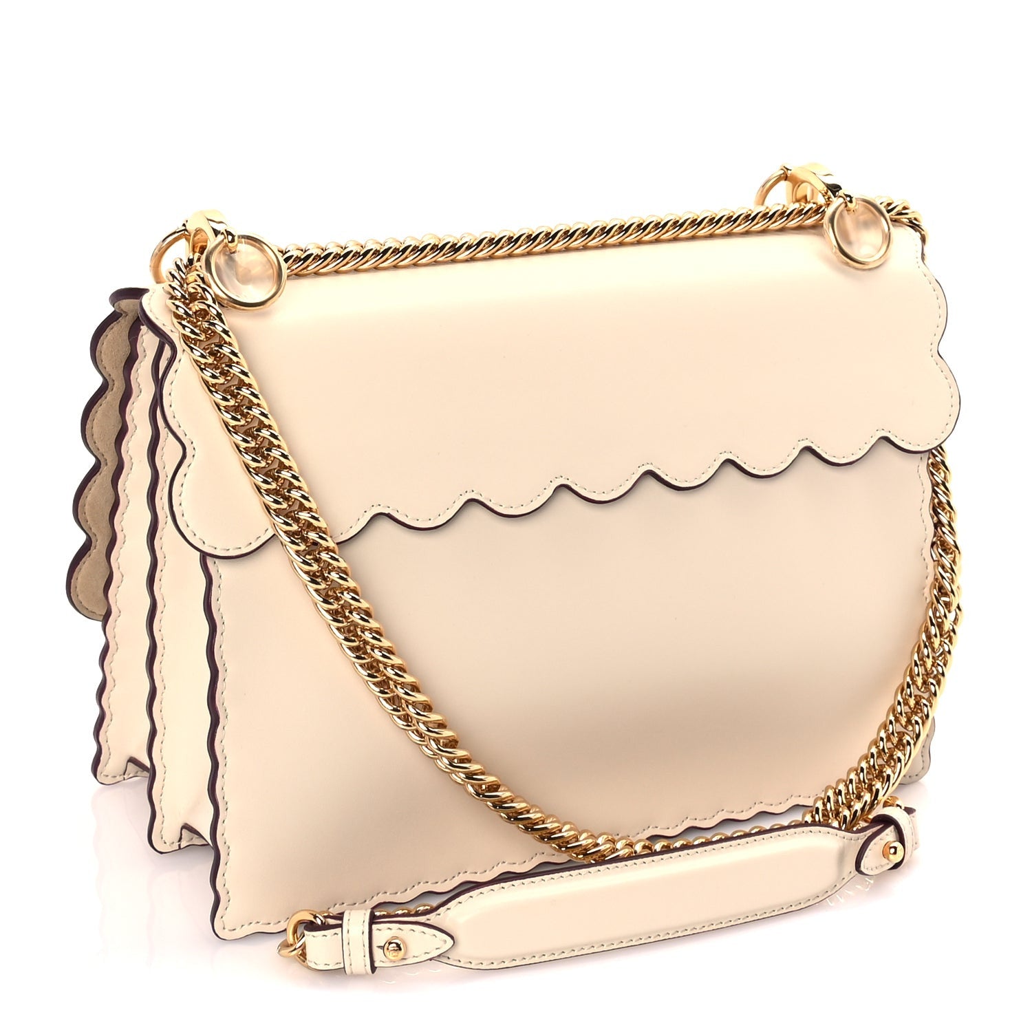 Fendi Vitello Liberty Scalloped Studded Small Kan I Shoulder Bag  Camelia 2 of 8