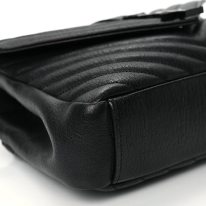Saint Laurent Sheepskin Matelasse Chevron Monogram Monochrome Medium College Bag Black 8 of 10