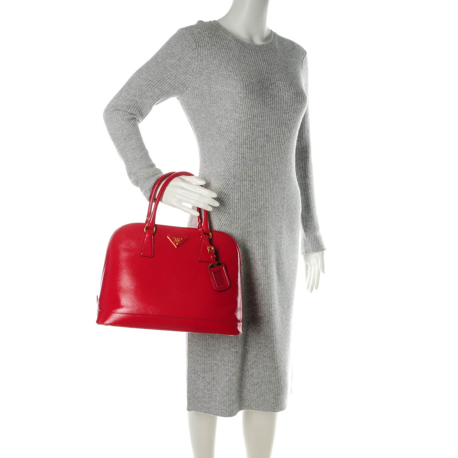 Prada Saffiano Vernice Open Promenade Tote Rosso 2 of 9