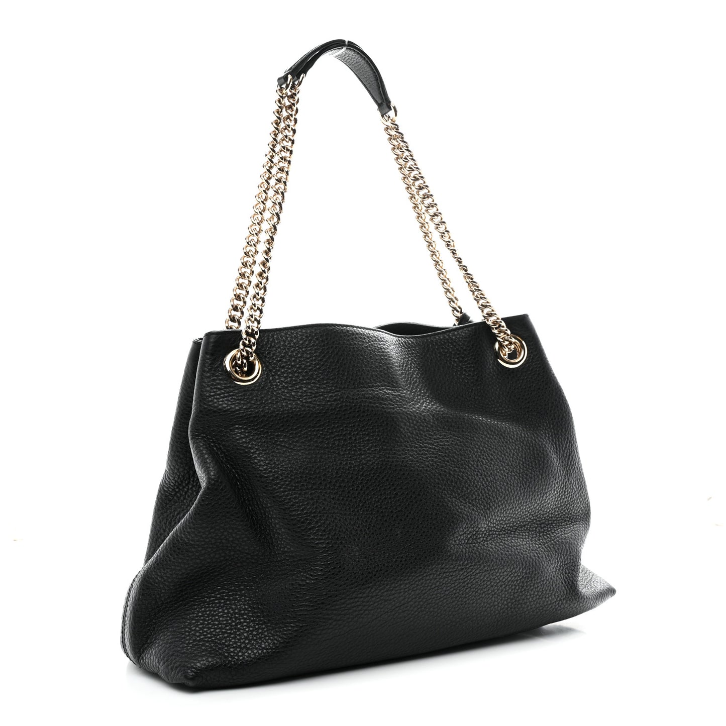 Pebbled Calfskin Medium Soho Chain Shoulder Bag Black