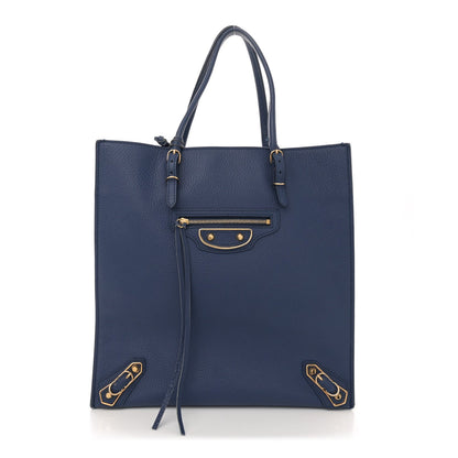 Balenciaga Grained Calfskin Gold Metallic Edge Hardware Papier Small A4 Tote Bleu 1 of 7