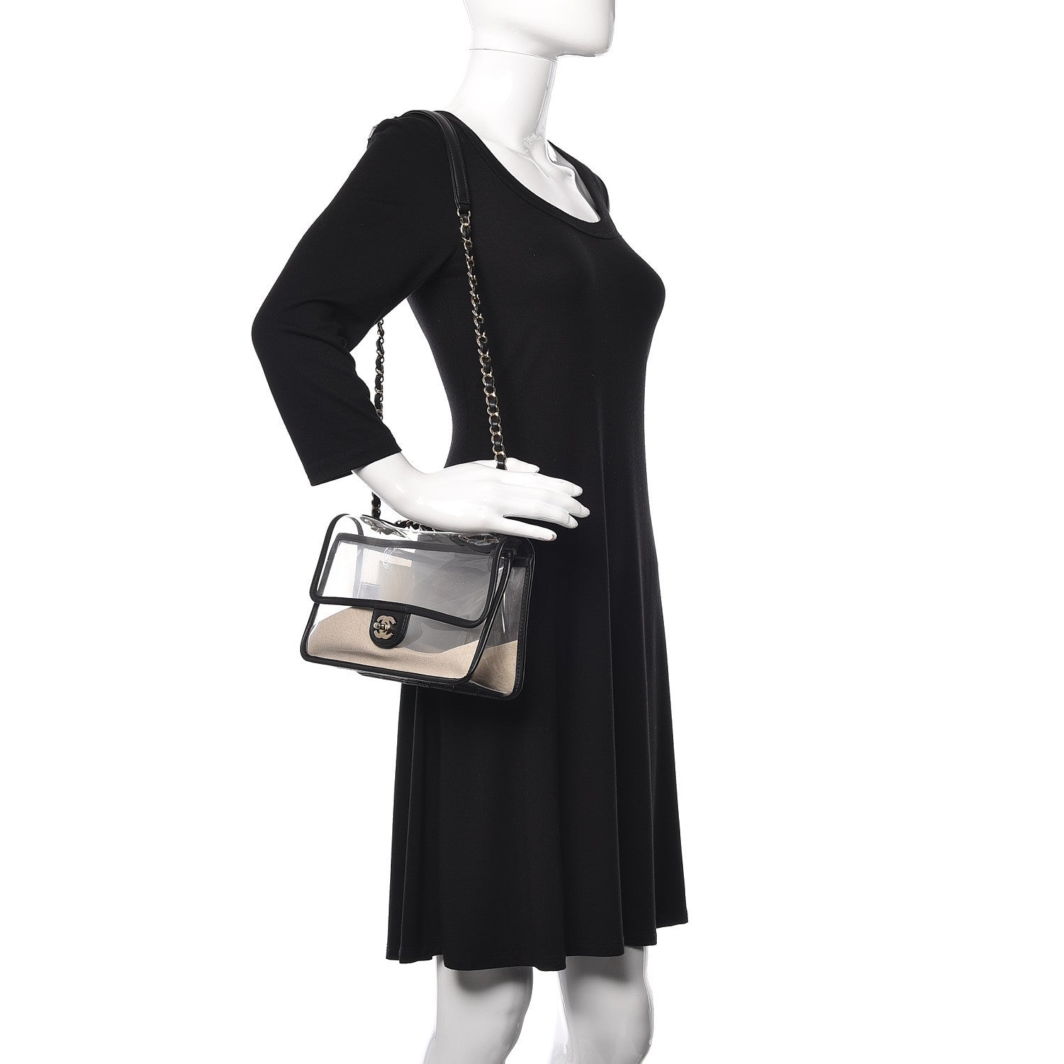 Chanel Lambskin PVC Medium Coco Sand Flap Black 2 of 9