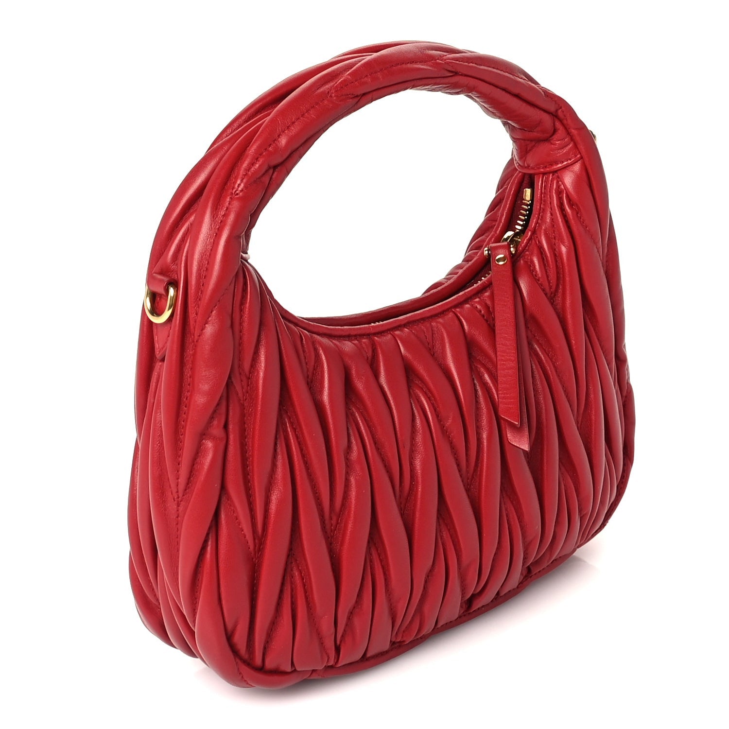 Miu Miu Nappa Matelasse Small Wander Hobo  Red 2 of 8