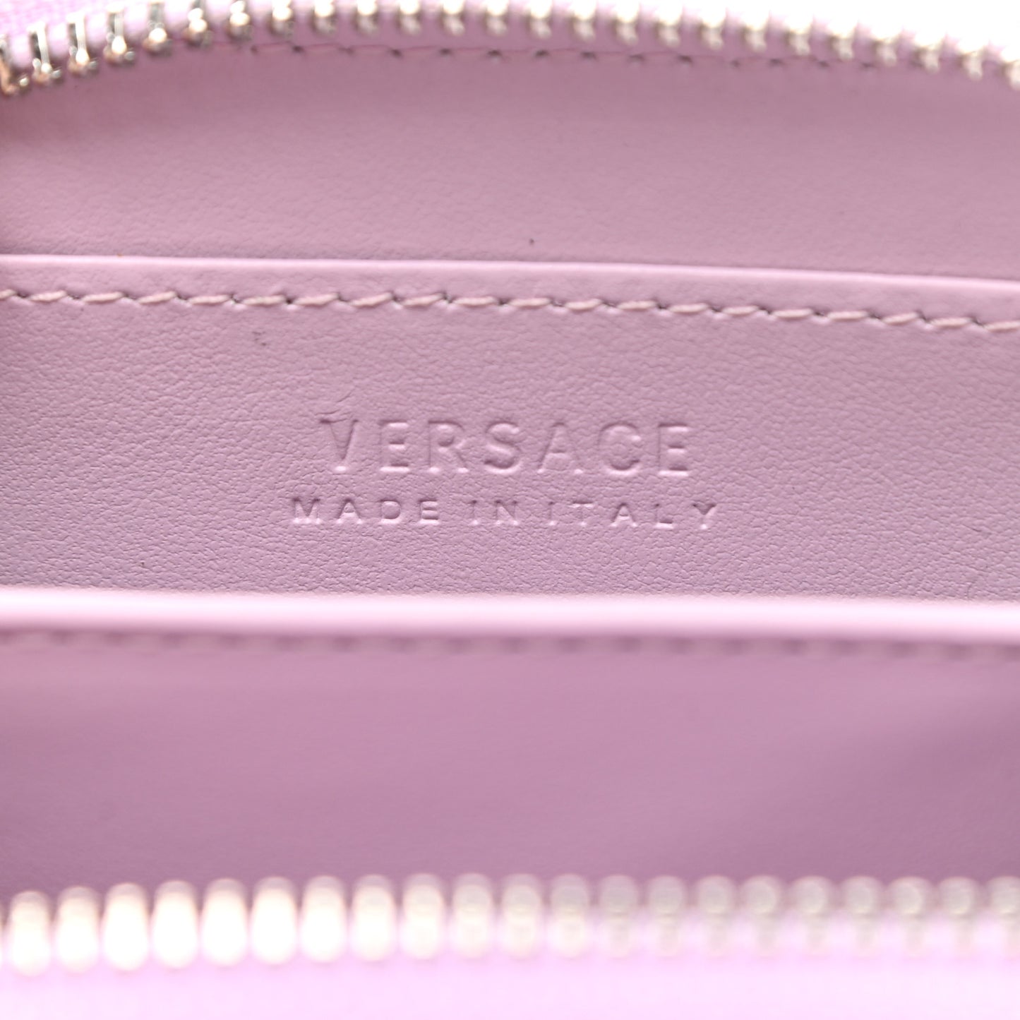 Calfskin Medusa Compact Zip Around Wallet Desert Pink