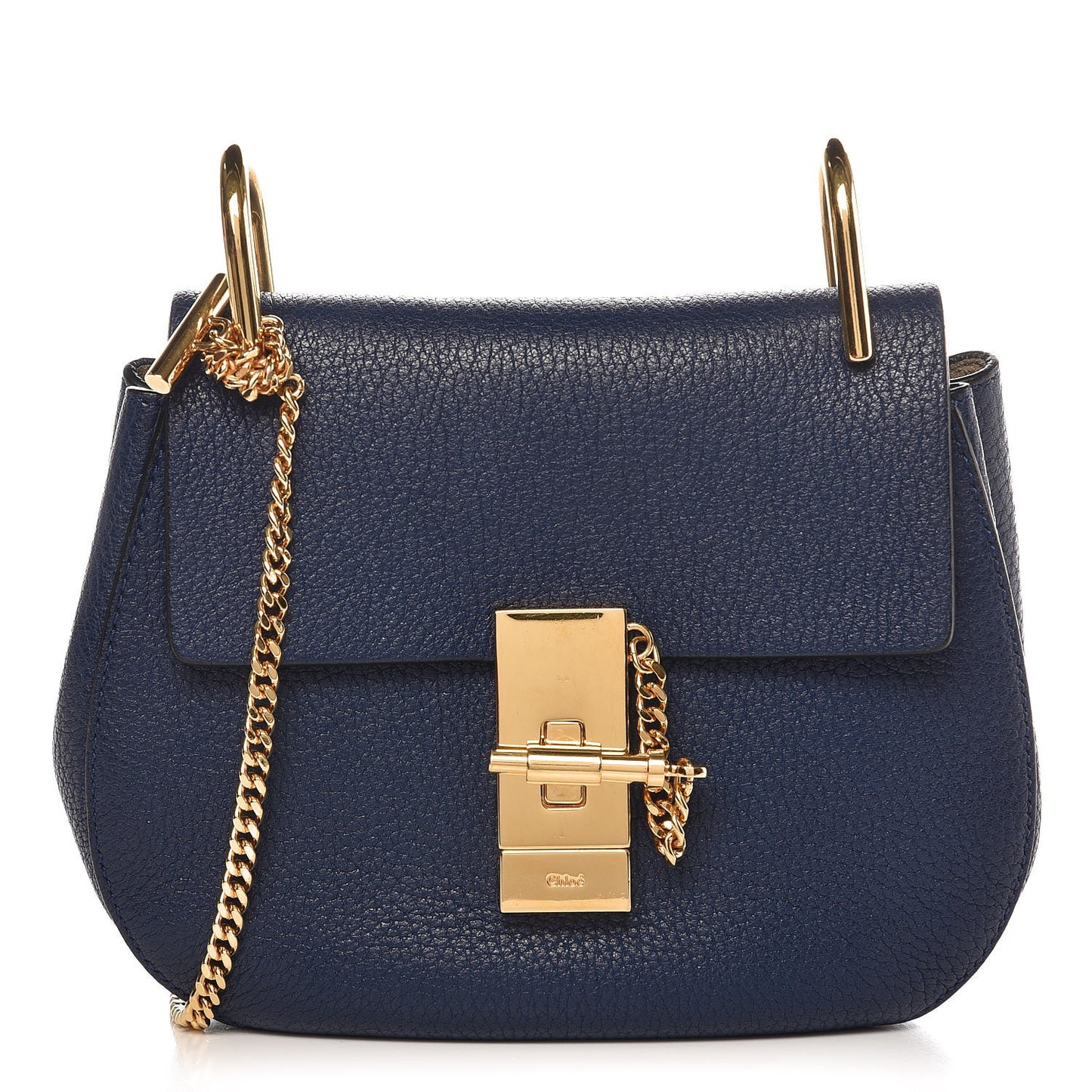 Grained Lambskin Mini Drew Shoulder Bag Royal Navy