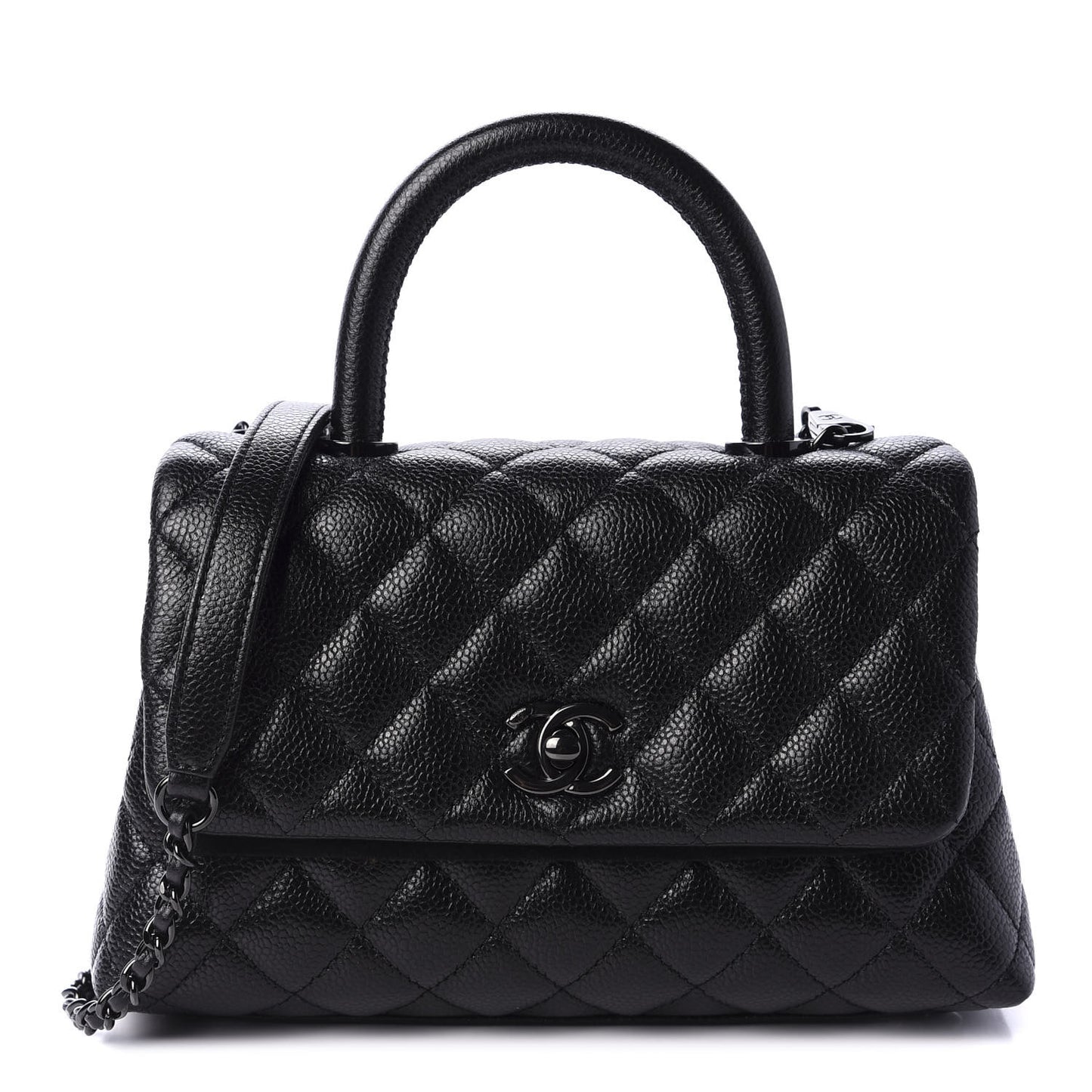 Caviar Quilted Mini Coco Handle Flap So Black