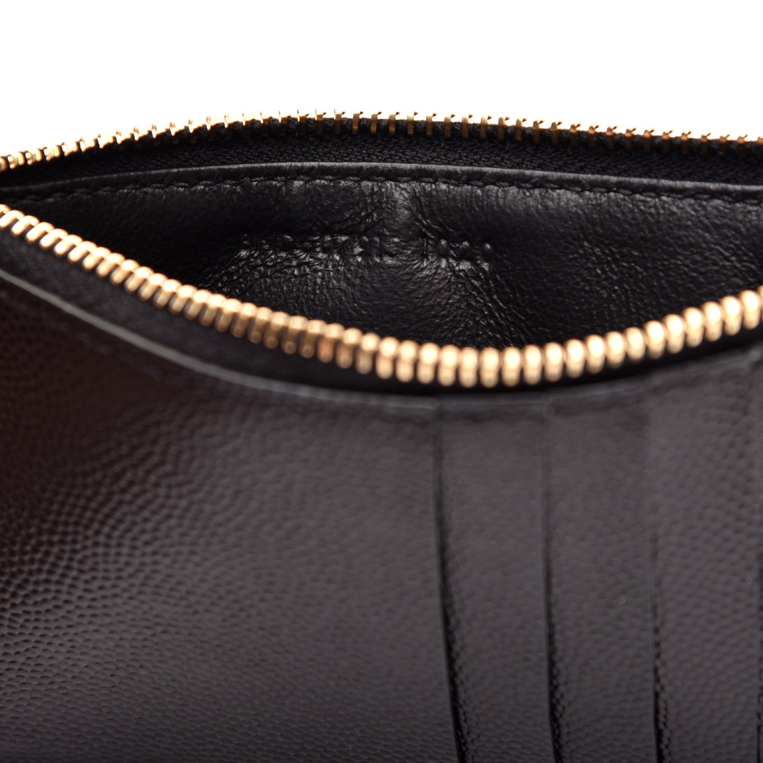 Saint Laurent Grain De Poudre Matelasse Chevron Monogram Fragments Zippered Card Case Black 6 of 7