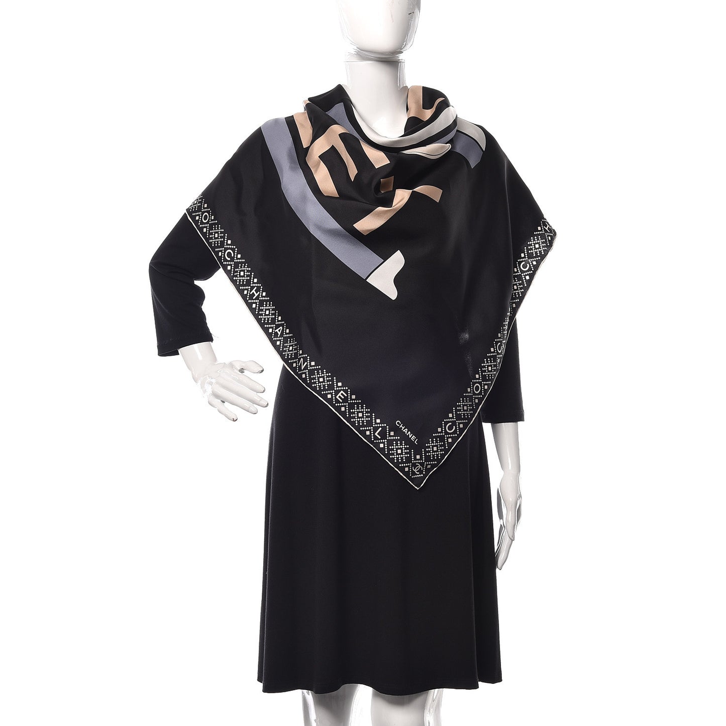 Silk Chalet Square Scarf Black