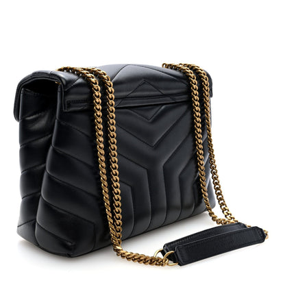 Saint Laurent Calfskin Y Quilted Monogram Small Loulou Chain Satchel Black 3 of 7
