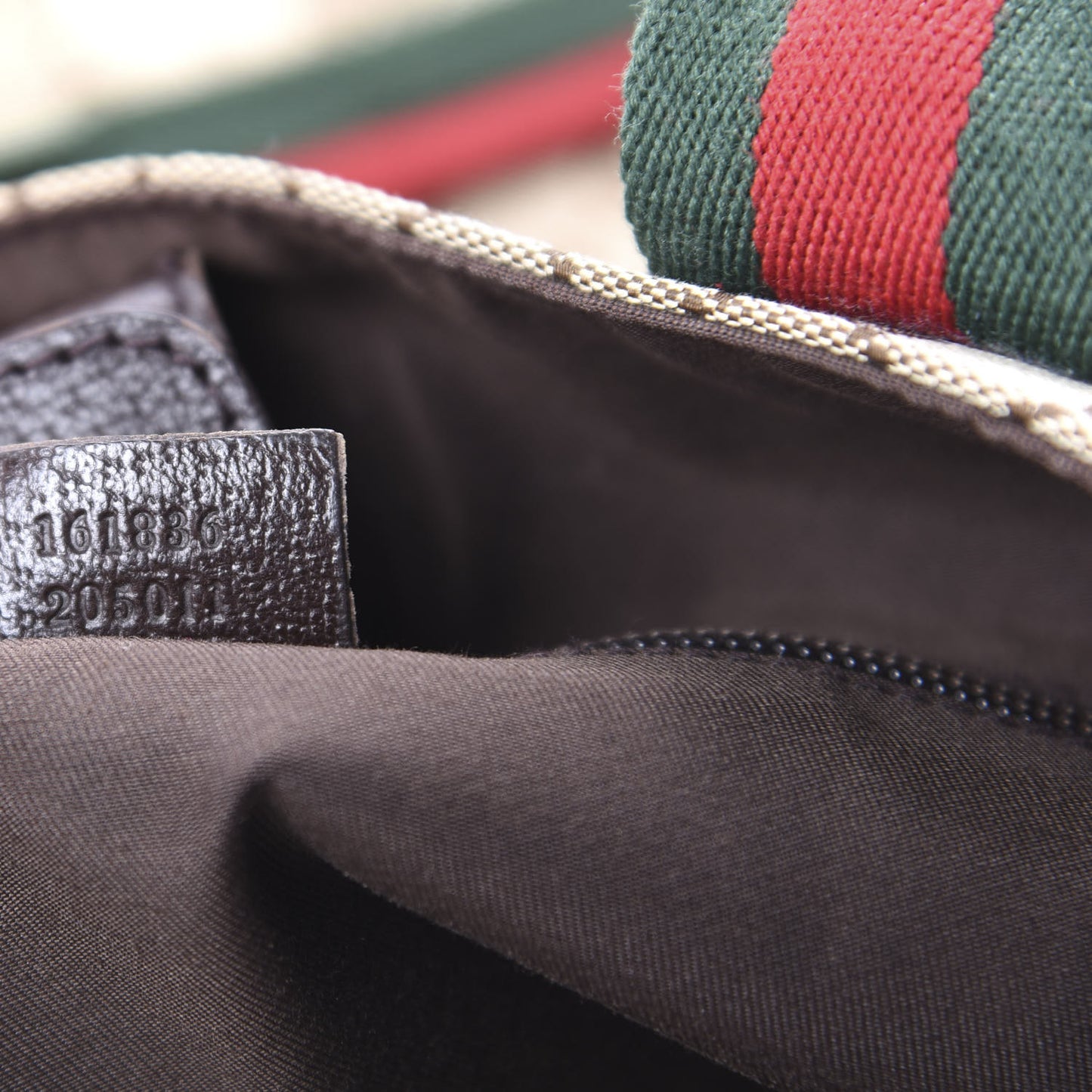 GG Monogram Medium Web Handle Double Pocket Tote Brown