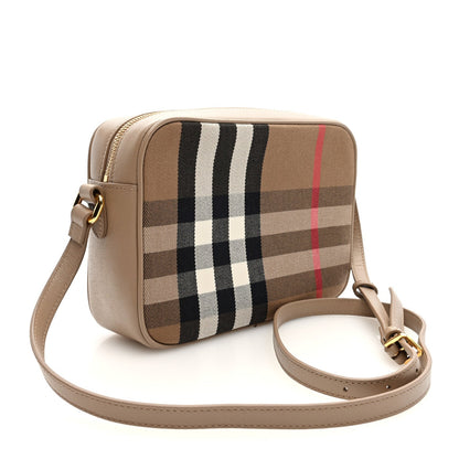 Burberry Calfskin House Check Medium Camera Bag Chestnut Beige 3 of 7