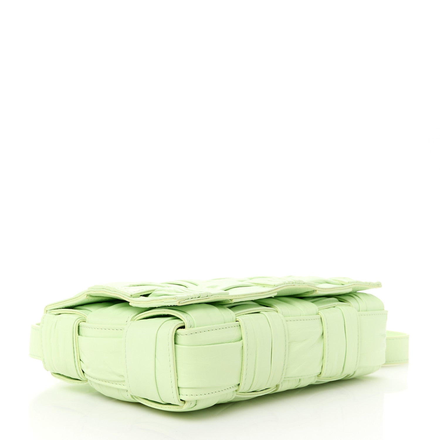 Bottega Veneta Calfskin Intreccio Plisse Cassette Crossbody Bag Fennel 4 of 10