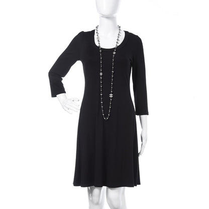 Chanel Crystal Pearl Beaded CC Long Necklace Ruthenium 2 of 6