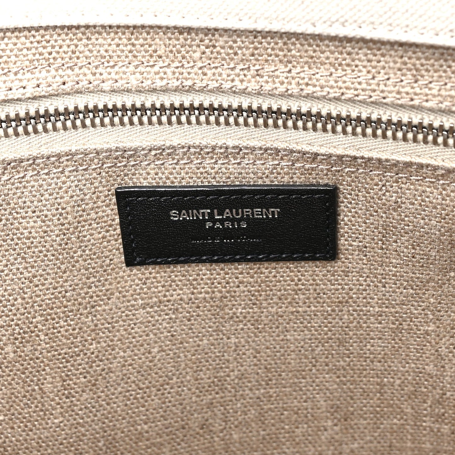 Linen Calfskin Rive Gauche North South Tote Optic White