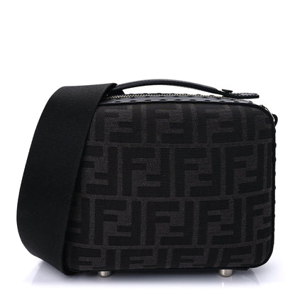 Fendi Recycled Fabric Jacquard Vitello Astro FF 1974 Mini Suitcase Bag Asfalto Black 1 of 8
