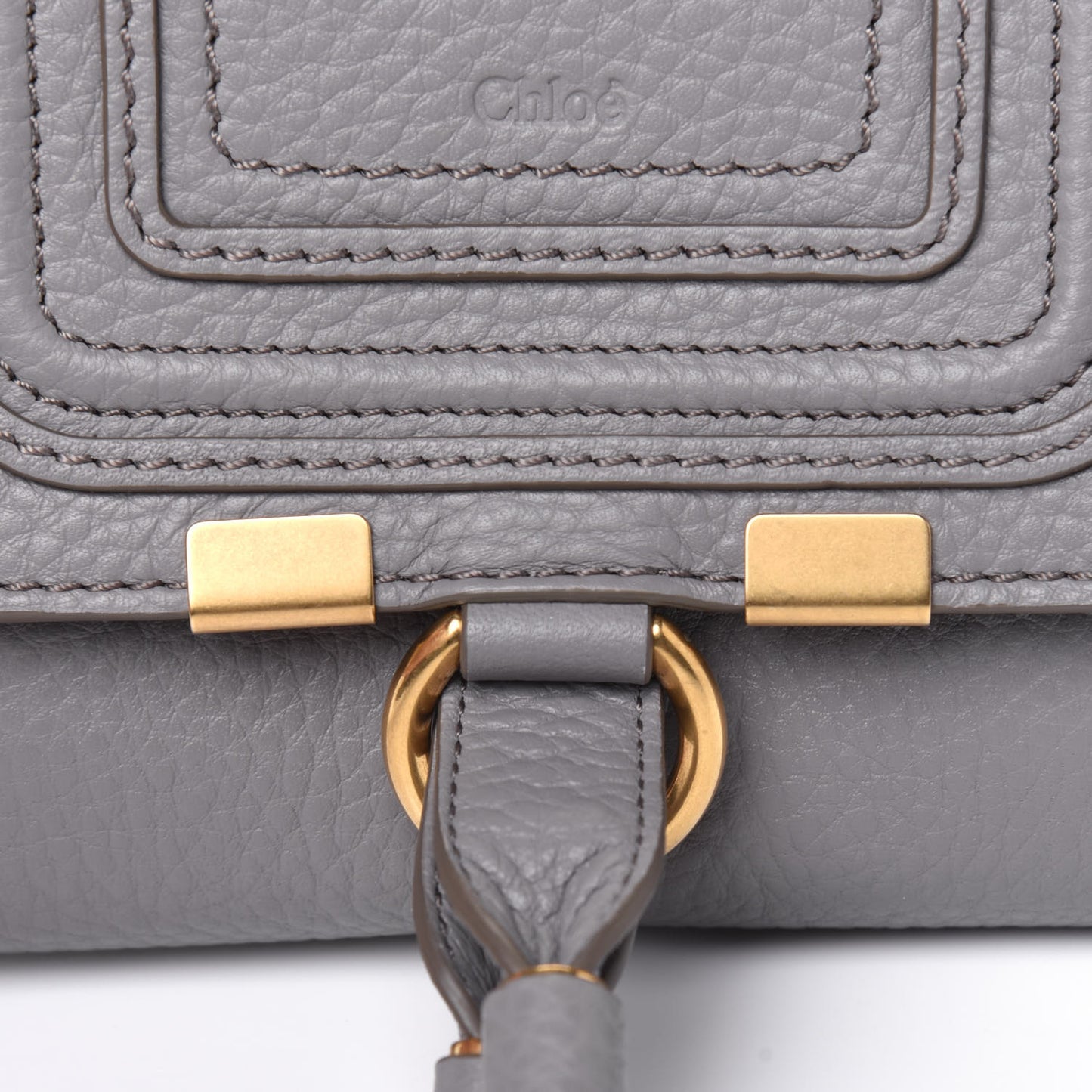 Grained Calfskin Marcie Square Wallet Cashmere Grey