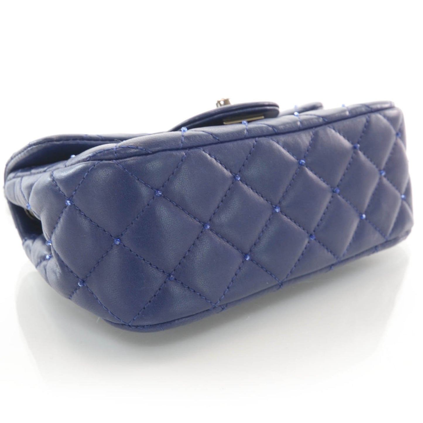 Lambskin Quilted Strass Mini Flap Dark Blue