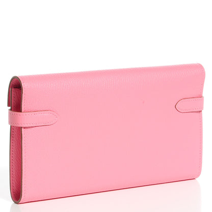 Hermes Chevre Mysore Kelly Longue Wallet Rose Confetti 3 of 17