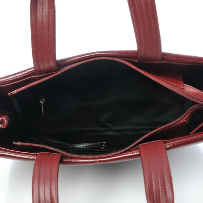 Chanel Vinyl Coco Ming Grand Shopping Tote Burgundy 5 of 9