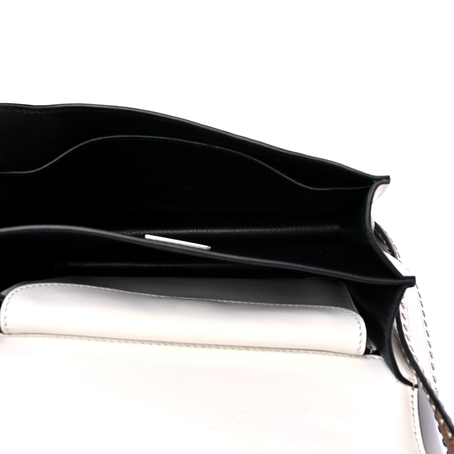 City Calf Studded Folk Cahier Bag White Caramel