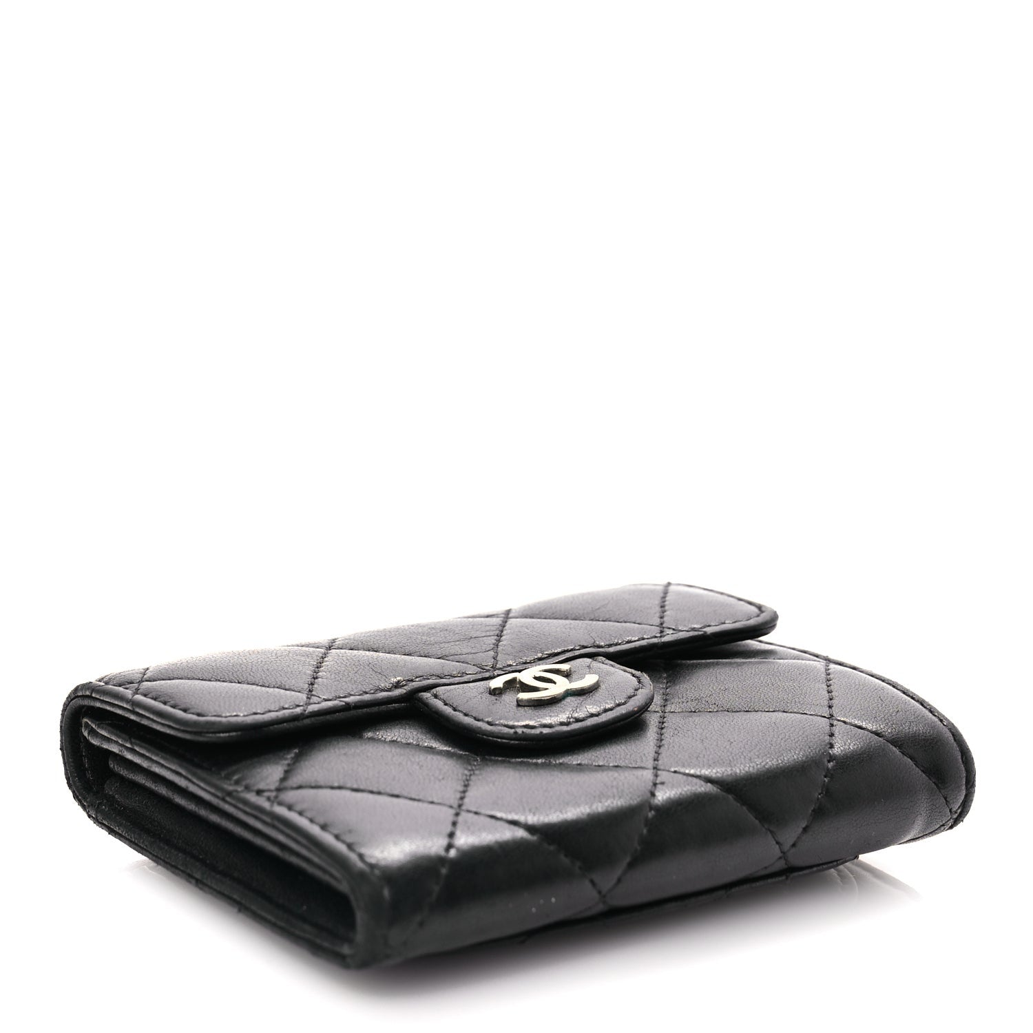 Chanel Lambskin Quilted Flap Card Holder Wallet Black 3 of 7