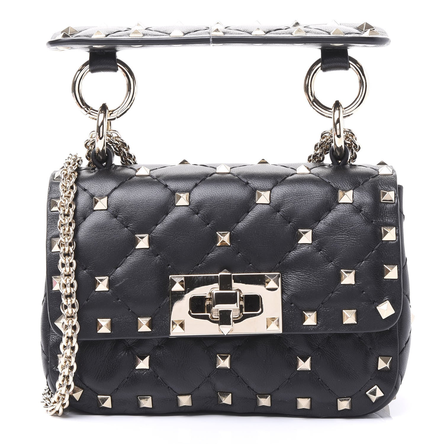 Valentino Garavani Nappa Micro Rockstud Spike Shoulder Bag Black 1 of 8