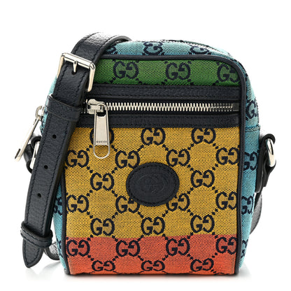 Gucci Monogram Multicolor Mini Retro Interlocking G Messenger Blue Rainbow Light Blue 1 of 12